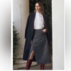 G. Label by goop Llewellyn Wrap Wool Skirt 6 Grey